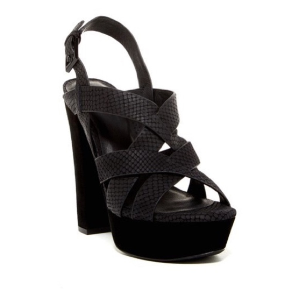 Joie Black Embossed Leather Platform - Size 8.5